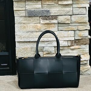 Elegant Black Woven Tote Bag